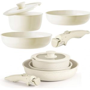 Subzonal-Lot De 5 Po&ecirc;les En C&eacute;ramique Avec Poign&eacute;e Amovible Et Rev&ecirc;tement Anti-Adh&eacute;sif Pour Induction Et Four 18 Cm - Neuf