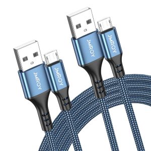 Lot de 2 câbles USB - 2 m - Micro USB - En nylon - Haute vitesse - Pour téléphone portable Android Samsung S7 Edge/S7/S6 Edge/S6/S4/S3/J3/J7, Huawei P9/P10 Lite, HTC, Kindle, Nokia, PS4 - Neuf