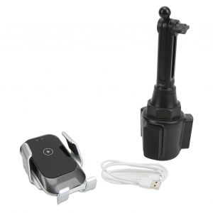 Support De Telephone Pour Voiture, Chargeur Sans Fil, Induction Infrarouge, Base Reglable, Col Telescopique Rotatif, Pour Ios 13 Pro Mini, Chargeur Gris, Base Entierement Noire - Neuf