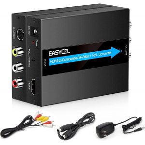 Convertisseur Hdmi Vers S-Vidéo Et Rca Avec Câble, Adaptateur Hdmi Vers Composite Av Cvbs (Aluminium) - Neuf