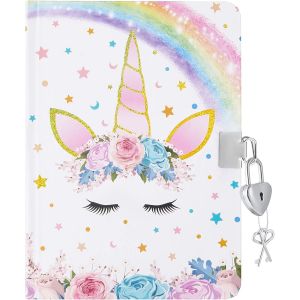 Journal Licorne pour Filles-Licorne Carnet de Note à Paillettes Cadeau pour Enfants École Voyage Journal Intime Couverture Rigide a5 Ligné Blocs Notes Avec Serrure et Clés - Neuf