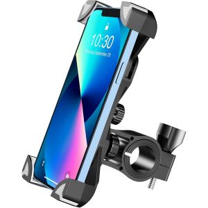 Gris Vélo De Titulaire Téléphone, Universal Moto Guidon De Titulaire Téléphone Avec Une Rotation À 360°, Anti-Vibrations En Silicone Compatible Avec L'iphone 14 Pro Max/13/12 Et - Neuf