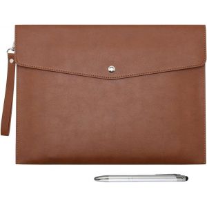 Apt-Porte-Documents Multifonction A4 En Simili Cuir - Porte-Documents Pour Papier À Lettres Et Organisateur De Papeterie, Étui Pour Tablette (Café) - Neuf