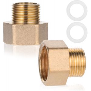Lot De 2 Raccords De Tuyau En Laiton,Coupleur Adaptateur R&eacute;ducteur De 1,27 Cm &Agrave; 1,9 Cm,Raccord Npt M&acirc;le X Femelle Avec Joint D'&eacute;tanch&eacute;it&eacute; Blanc - Neuf
