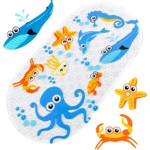 Tapis de bain &agrave; motif dessin anim&eacute;, tapis de baignoire antid&eacute;rapant avec ventouses - 70 x 38 cm - Neuf
