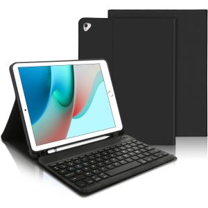 Coque Clavier Pour Ipad 9.7 Pouces 6ème Génération 2018/Ipad 5ème 9.7 2017/Ipad Air 2/1, Ipad 9.7 Azerty Magnétique Clavier Bluetooth, Version Française, Noir - Neuf