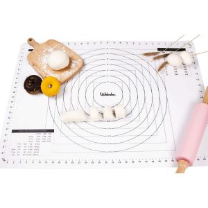 AYUHR-Tapis de Cuisson Silicone Patisserie 70x50cm Anti-adhésif Feuille de Cuisson Reutilisable Pâtisserie Baking Mat Fondant Rouleaux Pâte avec Mesure - Transparent - Neuf