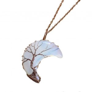Vente Promotionnelle Arbre De Vie Croissant Collier Pour Femmes Filles Avec Cristal Lune Pendentif Bijoux Cadeau - Neuf