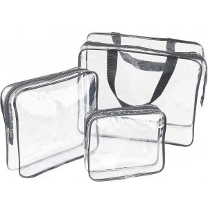 Bn-3 Pièces Grands Sacs De Voyage Transparents Pour Articles De Toilette, Cosmet En Plastique Transparent Imperméable À L¿Eau - Neuf