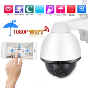 Camera dome exterieure PTZ 1080P HD IP WiFi avec zoom x4, systeme de surveillance 110-240 V, prise UK - Neuf