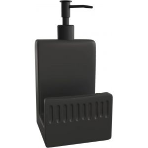 ERYI-Distributeur De Savon À Vaisselle Et Porte-Éponge, Distributeur De Savon En Céramique Mate Pour Évier De Cuisine, Distributeur De Savon Liquide De Ferme, Noir, 10.2X20.8 Cm - Neuf