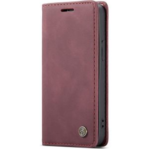 Kal-Coque Cuir Pour Iphone 13 Mini, Protection Housse En Cuir Pu Portefeuille,Fermeture Magnétique,Fentes Pour Cartes,Fonction De Support.-Rouge - Neuf