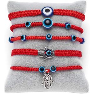 Kal-Bracelet Mauvais ?il Réglable En Corde Rouge - Tressé À La Main - Bracelet D'amitié Unisexe - Neuf