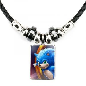 Collier Pendentif Obsidienne Sonic Le Hérisson (Style 2) - Neuf