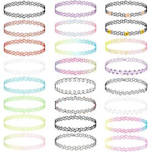 Kales-Colliers Ras Du Cou,24 Pcs Choker Chaîne Ensemble,Colliers Colliers Jarretière De Mode Bijoux De Mode Bijouterie Pour Filles Enfants Femmes En Caoutchouc Élastique - Neuf