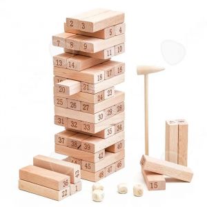 C Jouet 24x7,5cm blocs num&eacute;riques &agrave; empiler jeux de soci&eacute;t&eacute; &eacute;ducatifs &agrave; empiler pour enfants en bois interactifs parents-enfants - Neuf