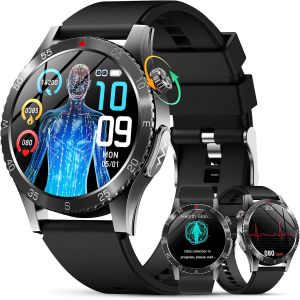 Montre Connectée Homme Avec ¿¿¿+Hrv/¿¿¿¿É¿¿¿/Acide Urique/Imc, 1.43"" Amoled Smartwatch Avec Appel Bluetooth, 24H Cardiofrequenceme/Spo2, Sommeil, Appel D'Urgence Sos Pour Android/Ios - Neuf
