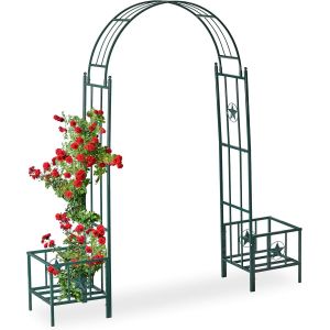 Mevronisshop-Arcade De Rosiers, Pergola Plantes Grimpantes, 2 Bacs Jardini&egrave;re, Hxlxp 226 X 204 X 45 Cm, Vert Fonc&eacute; - Neuf