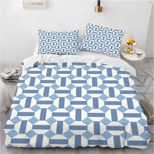Duvet Cover 220 X 240 Cm,Blue Check Duvet Cover For Double Bed,Microfibre With Zip,1 Ultra Soft Bedding Set With 2 Pillowcases 65 X 65 Cm - Neuf