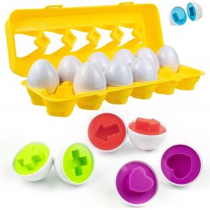 KAL-Assortiment D'Oeufs Couleur Et M&eacute;moire De Forme Trier Jouets Montessori Cadeau Pour Gar&ccedil;on Et Fille, 12 Pcs - Neuf