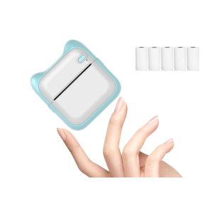 Mini imprimante thermique sans fil Bluetooth portable sans encre - Cyan - Neuf