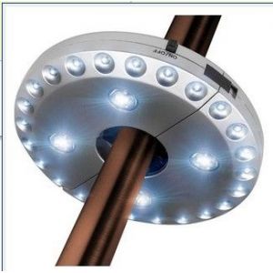 Lampe Blanche Argentée Pour Parasol De Terrasse, 3 Modes De Luminosité, 28 Led À 220 Lux, 4 Piles Aa, Pour Parasol De Terrasse, Camping - Neuf