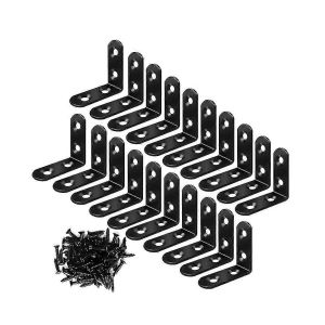 Lot de 20 &eacute;querres d'angle en L, supports en acier pour &eacute;tag&egrave;res, &eacute;querres d'angle en m&eacute;tal pour meubles en bois - Neuf