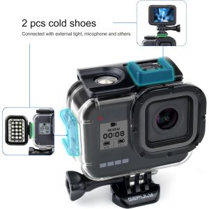 SJZG-Bo&icirc;tier &Eacute;tanche 60 M Pour Gopro Hero 8 Noir, Double Fente Pour Chaussures Froides De Protection Sous-Marine, Coque Pour Cam&eacute;ra D'Action Gopro Hero 8 Noire - Neuf