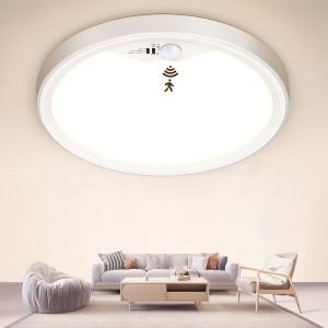 Subzonal-Plafonnier Led Detecteur De Mouvement,3000k/4000k/6500k/18w Plafonnier Salle De Bain,Ip44 Lampe Led Plafond Pour Couloir Escaliers Balcon Garage&oslash;22cm-1pi&egrave;ce - Neuf