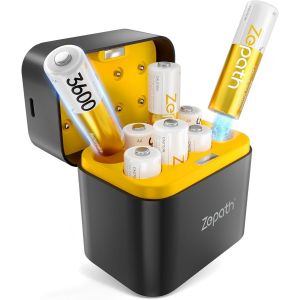 Pile Rechargeable AA Lithium avec Chargeur,Piles AA Rechargeables 1.5V 3600mWh Haute Capacité,Rechargeable AA Batteries jusqu'à 2000+ Cycles - Neuf