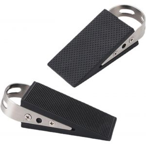 KALANKA-2 pièces cale porte souple, Résistants Antidérapante Caoutchouc Cale Porte au Sol, avec poignée en acier inoxydable, pour Genre Carrelage, Sol,Béton, Tapis - Neuf