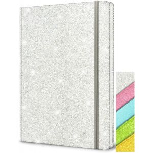 Eryi-Carnet A5 Paillettes Argent, Les Paillettes Brillantes Ne Se Décollent Jamais 21x14,5cm 80 Feuilles Lignée Cadeaux Cahier De Note Pour Femme Fille Adolescent Écrivant Prendre Des Notes Projets B - Neuf