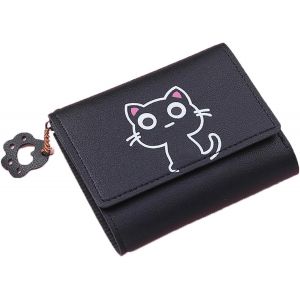 YEMAESRE-Mini Portefeuille Mignon, Bande Dessinée De Chat Fille Porte-Monnaie, Convient Pour Ranger Les Cartes De Crédit, Les Photos, Les Cartes D'Identité, Etc. De Tous Les Jours (Noir) - Neuf
