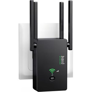 R&eacute;p&eacute;teur Wi-Fi 1200 Mbit/S Double Bande 2,4 Ghz + 5 Ghz Amplificateur Wifi Booster Wifi Extension De Port&eacute;e Wifi 1200 Mbps, Avec 4 Antennes Pivotantes, Avec R&eacute;p&eacute;teur/Routeur/Point D'Acc&egrave;s (N[Z151] - Neuf