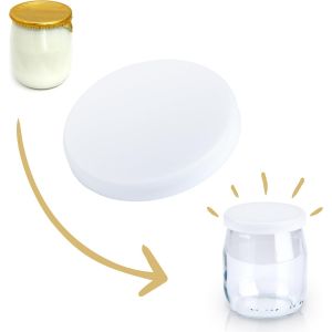 MEVRONISSHOP-24 Couvercles pour Pot de Yaourt La Laiti&egrave;re et autres bocaux en verre de diam&egrave;tre 56mm - Fabrication Fran&ccedil;aise - Clipsables, Herm&eacute;tique, &Eacute;tanches - Sans BPA, Qualit&eacute; Alimentaire - Neuf