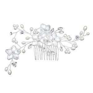 Peigne &iquest;&iquest; Cheveux Blanc Orn&iquest;&iquest; De Fleurs, Accessoire De Coiffure Pour Mariage, Id&iquest;&iquest;Al Pour Les &iquest;&iquest;V&iquest;&iquest;Nements &iquest;&iquest;L&iquest;&iquest;Gants Des Femmes. - Neuf