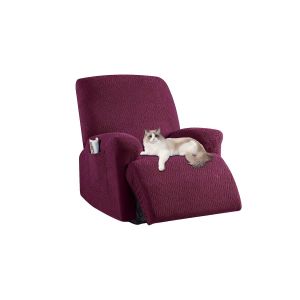 Housse extensible pour fauteuil inclinable, avec &eacute;lastique, compatible avec les fauteuils inclinables &eacute;lectriques et manuels - Bordeaux - Neuf