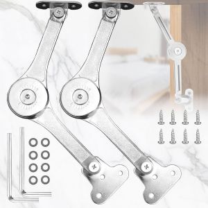 2 Pi&egrave;ces Armoire Meuble Ascenseur, Support Charni&egrave;re Bo&icirc;te, Charni&egrave;res R&eacute;glables pour Couvercle, Pour Portes de Meubles, Armoires, Dessus de Placard, Charni&egrave;res de Support de Levage - Neuf