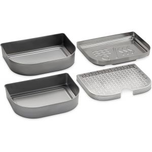 Ulteronixshop-Kit d&iquest;extension polyvalent Lumin Compact / Set d&iquest;accessoires barbecue 4 pi&egrave;ces, transforme le barbecue en fumoir et cuiseur vapeur, avec plats en inox pour cuisson lente et maintien au - Neuf