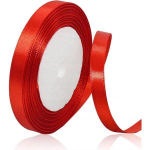 Ruban De Satin De Luxe Rouge 10 Mm X 23 M - Ruban En Tissu Uni Parfait Pour Emballage Cadeau, Travaux Manuels, Fêtes De Mariage, Noël, N?uds Pour Les Cheveux, Bouquets, Anniversaires, Fêtes Prénatales - Neuf