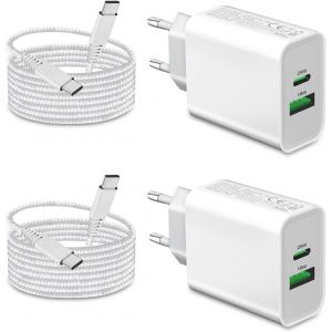 Shiba-2pack 25w Pour Iphone 16e Chargeur Rapide Samsung A56/A54 5g/A53 5g/S25/A36 5g A26 A16/A23 5g/A33 5g/A34 5g/A55 5g S24 Fe/S2[6 - Neuf