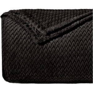 Couverture de canap&eacute; &agrave; motif chevron et toucher doux 220 x 270 cm - Noir - Couvertures de canap&eacute; 100 % microfibre P - Neuf