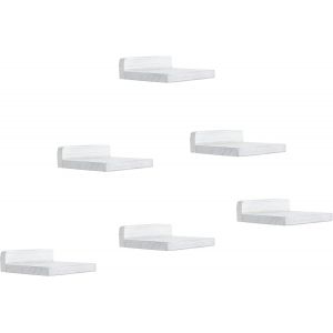 CAUC-Lot de 6 Petites &eacute;tag&egrave;res flottantes d&eacute;coratives pour Mur, Mini &eacute;tag&egrave;re Murale carr&eacute;e en Bois pour Petits Objets, 12,7 x 10 x 4 cm(Blanc patin&eacute;) - Neuf