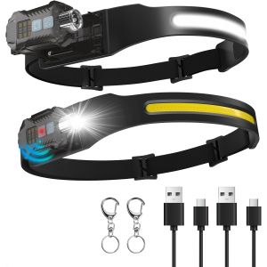 Lampe Frontale Led Rechargeable - 400 Lumens - Capteur Grand Angle 230&deg; - Lampe Frontale Amovible - 9 Modes D'&eacute;clairage - Lampe Frontale L&eacute;g&egrave;re Ipx65 - &Eacute;tanche - Pour Randonn&eacute;e, Camping - Neuf