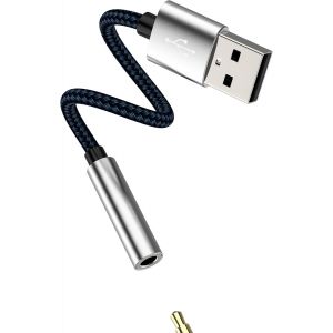 LORANKA-Adaptateur M&acirc;le USB vers Jack Femelle 3.5mm AUX DAC Audio C&acirc;ble &Eacute;couteur Prise HiFi Son Externe Dongle Microphone Parleur Casques Car pour PC PS5 PS4 Dongle - Neuf