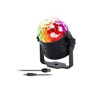 Boule Disco Led Rgb Avec Effet Stroboscopique, Activation Sonore, Lampe De Sc&egrave;ne Rotative, Alimentation Usb - Neuf