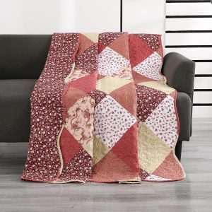 Ulteronixshop-Patchwork Couvre Lit, Dessus De Lit Et Couvre Lit 1 Personnes 150x200 Cm, Boutis Courtepointe Matelass&eacute; R&eacute;versible Multicouleurs Rose Decoratif Pour Chambre - Neuf