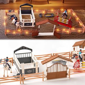 SANSH-Jouets du Club du Cheval, 49 PCS Jouet Chevaux avec LED, Cheval Animaux Ferme Cadeaux, Horse Club Cadeaux de Noël Anniversaire, Chevaux Paddock Cadeaux pour Enfants Garçon Fille 5+ Ans (A) - Neuf