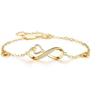 Bracelet En Argent Fin 925 Avec Symbole Infini, Ajustable Et Breloque Pour Femme, Idéal Pour La Fête Des Mères. - Neuf