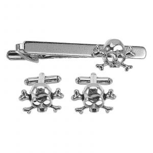 3pcs Cr&acirc;ne Pince &Agrave; Cravate Et Boutons De Manchette Ensemble Pour Hommes Pinces &Agrave; Cravate T&ecirc;te De Mort Pour Hommes Pour Les Affaires Et Les Occasions D&eacute;contract&eacute;es Cravate Accessoires - Neuf